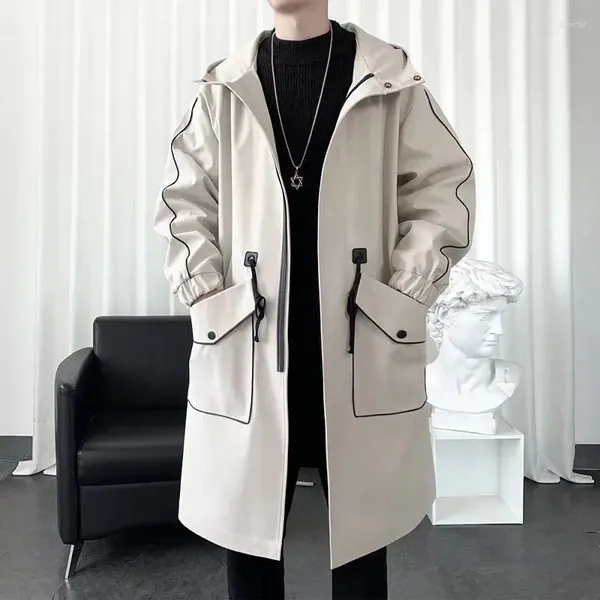 Männer Trenchcoats Lange Mantel Herbst Winter Mit Kapuze Koreanische Version Von Lose Geformte Cape Super Cool Ful