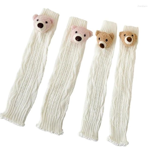 Chaussettes ours de dessin animé pour femmes, couvre-pied en tricot au Crochet, So 37JB