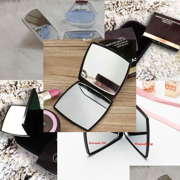 Spiegel Klassischer zusammenklappbarer doppelseitiger Spiegel, tragbar, HD-Make-up und Vergrößerung, mit Bibertasche, Geschenkbox für VIP-Kunden, Drop Deli Otvwq
