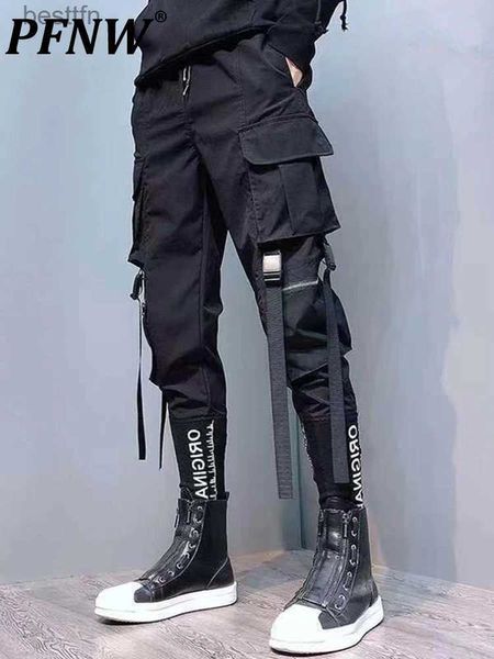 Herrenhosen PFNW Sommer Herren Cargohose Bestickte Jogger Techwear Cargohose Taschen Gothic Hip Hop Harem Streetwear Hosen 12A2474L231212