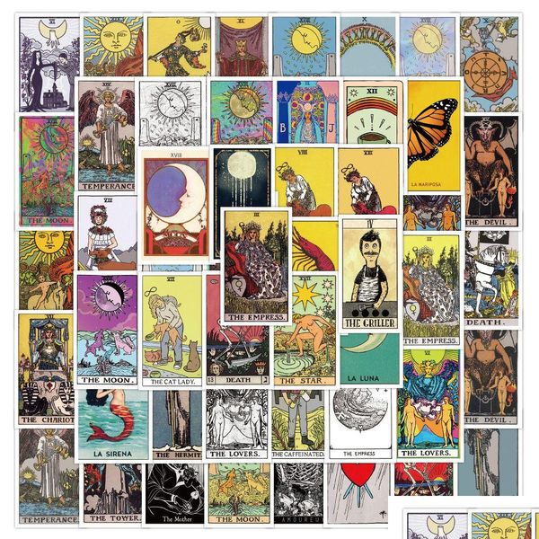 Diğer dekoratif çıkartmalar 60pcs karikatür tarot kartı iti çıkartma dizüstü bilgisayar cep telefonu kasa motosiklet lage oyuncak diy su geçirmez toptan d dha5d