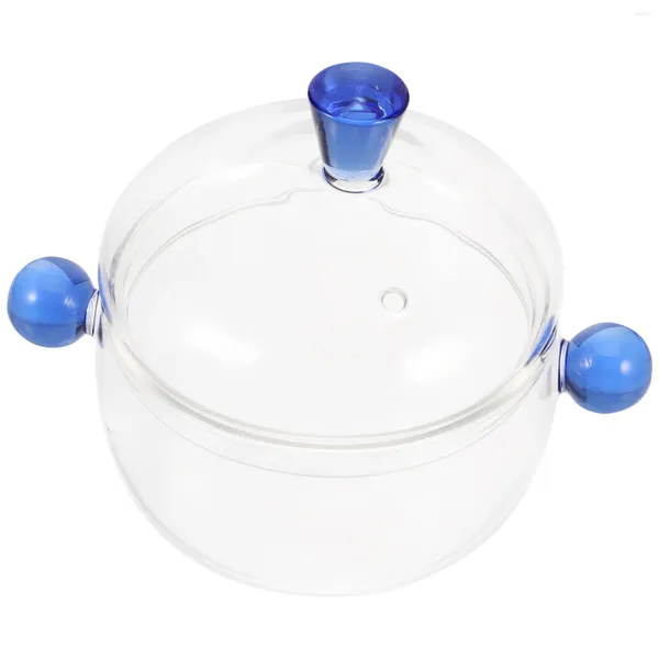 Set di stoviglie Pentole trasparenti Pentole in vetro resistente alle alte temperature Pentola per stufato piccola con coperchio Pentole per bambini