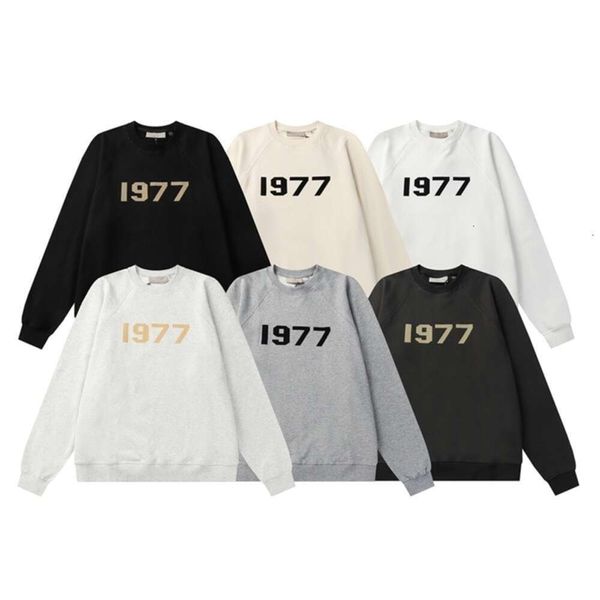 Versione alta Fog Double Line Essentials Lettera di silicone Pullover Round Neck Maglion maschio e femmina amanti High Street Fashion Brand Fashion Texture Hoodie