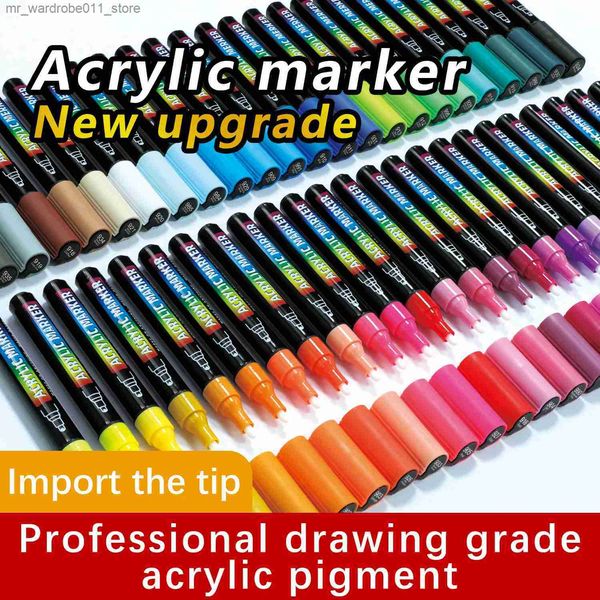 Акварельная щетка ручки 12/48 Цветов Акриловая краска маркеры скидж с маркером для рисования каменной картины