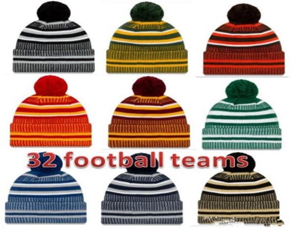 2020 Sideline Gorros Gorros Chapéus Futebol Americano 32 equipes Gorros Esportes inverno malha bonés Gorro Skullies Chapéus de malha drop sh4338186