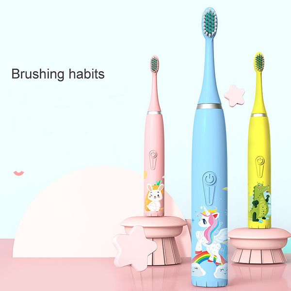 Niedliche und lustige elektrische Zahnbürste für Kinder, tragbar, Ultraschall-Aufladung, weiches Haar, Cartoon-Zahnbürste, wasserdicht und intelligent