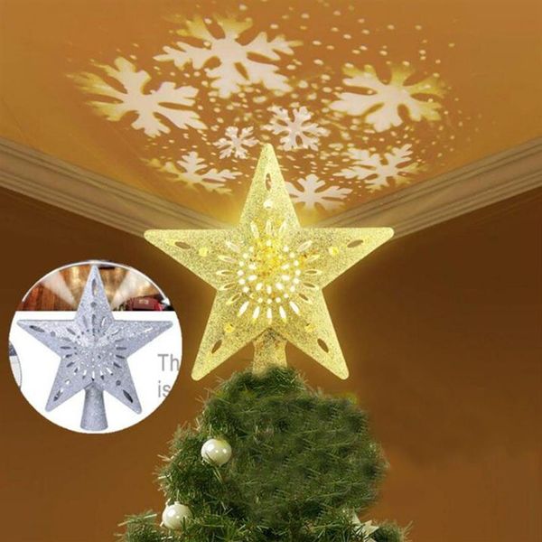 Luz de natal led luz noturna meteoro estrela de cinco pontas lâmpada árvore topper decoração ue eua reino unido plug 220v para atmosfera de natal lighting326h