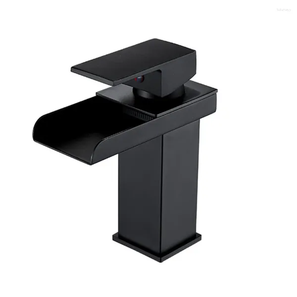 Rubinetti per lavandino del bagno Rubinetto a cascata per lavabo Miscelatore nero per acqua fredda e acqua fredda Rubinetti per lavabo in acciaio inossidabile