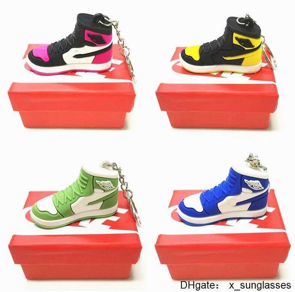 14 cores atacado designer mini tênis de silicone chaveiro com caixa para homens mulheres crianças chaveiro presente sapatos chaveiros bolsa corrente basquete sapato titular 9ll8