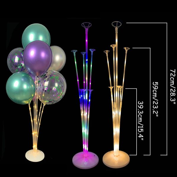 10PC Decoração de festa LED balão de luz pilar festa LED balão com clipe de base suporte de balão de ar de aniversário de casamento decorativo balão de chá de bebê 231212