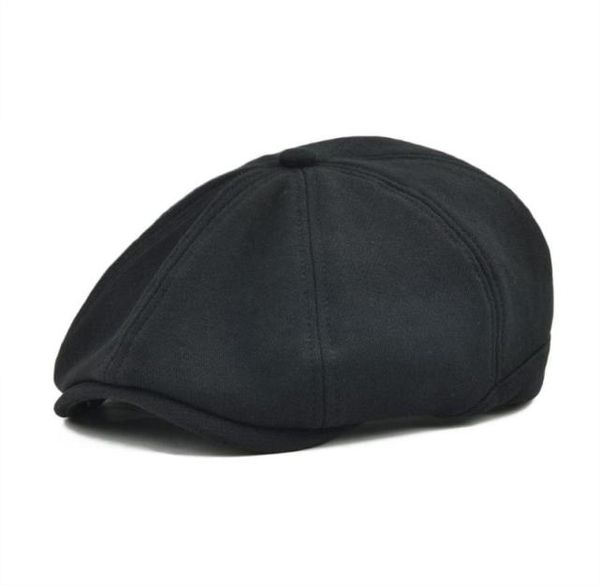 sboy Chapeaux Sboy VOBOOM grande taille noir coton casquette plate béret Boina Cabbie Driver Golf hommes femmes 8 panneau bande élastique bec de canard Ivy 326282683