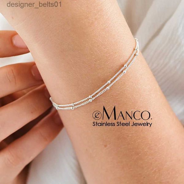 Pulseras con dijes Pulsera de cadena de bolas femenina simple Joyería Nueva pulsera de cadena de cuentas finas en capas para mujer Pierna Cadena de acero inoxidable 316LL231214