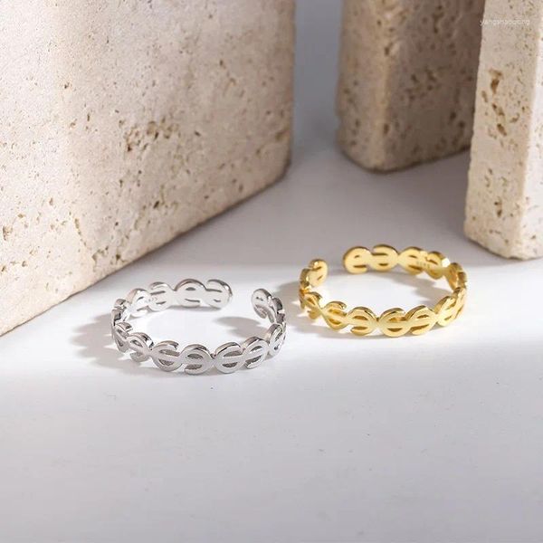 Anéis de cluster S925 prata esterlina sorte aberta anel ajustável vintage dinheiro para homens e mulheres boa sorte oco presente jóias