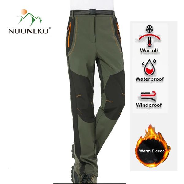 Calças ao ar livre NUONEKO Calças masculinas de caminhada de inverno Calças masculinas de lã Softshell Calças masculinas ao ar livre para montanha / esqui / pesca / trekking Calças impermeáveis PM50 231211