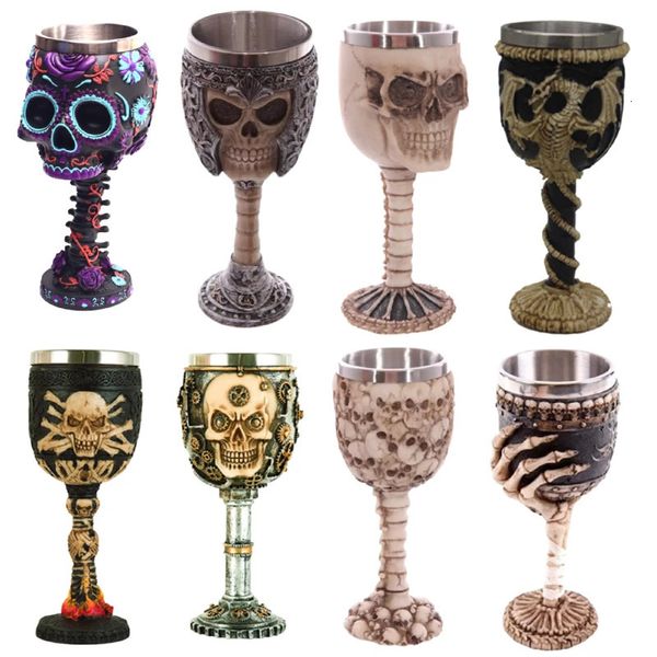 Garrafas de água 3D Gótico Aço Inoxidável Criativo Crânio Copo Dragão Esqueleto Design para Bar Party Home Stein Goblet Caneca Presentes de Halloween 231212