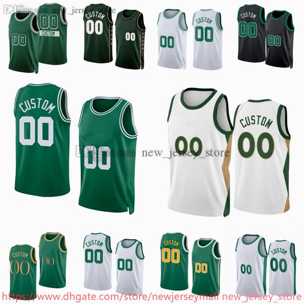 Personalizado 2023-24 Nova temporada de basquete impresso 0 Jayson Tatum Jersey Verde Preto Branco Jerseys. Mensagem Qualquer número e nome no pedido