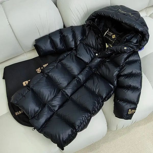 Para baixo casaco 30 graus jaqueta crianças com capuz casual inverno meninos roupas longas preto forro de ouro meninas quentes parkas xmp381 231212