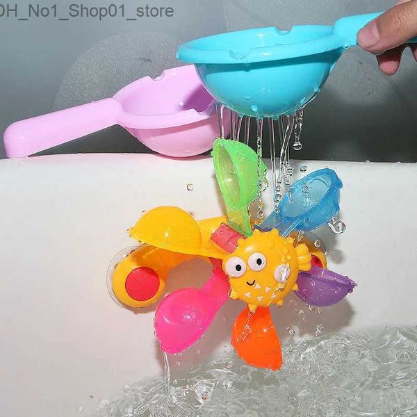 Giocattoli da bagno Bagno per bambini Turn Joy Giocando ad acqua Mulino a vento con cucchiaio Bagno per bambini Giocando ad acqua Arcobaleno Mulino a vento Doccia Giocattoli Q231212