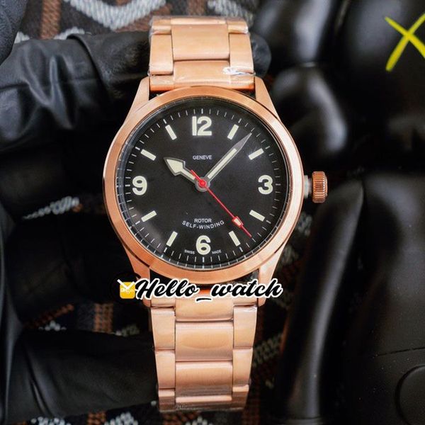 Orologi Ranger 41mm M79910-0001 79910 quadrante nero asiatico 2813 orologio automatico da uomo bracciale in acciaio oro rosa completo Hello Watch HWTD 8 203y