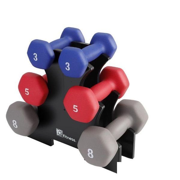 Manubri Xprt Fitness Set di manubri in neoprene da 32 libbre con rack Manubri da palestra Peso 230324 Consegna a goccia Forniture per sport all'aria aperta Attrezzature Dhpie