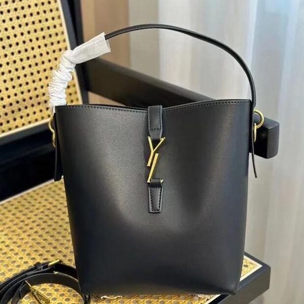 LE 37 Brilhante Couro Gancho Fechamento Balde Saco De Luxo Marca Y Designer Mulheres Hobo Bolsas De Ombro De Alta Qualidade Cruz Corpo Alça Tote Bolsa De Compras