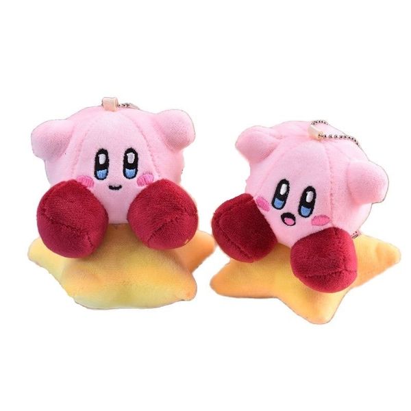 Portachiavi di peluche all'ingrosso 24 pz / lotto 10 cm carino Star Kirby peluche farcito piccolo ciondolo portachiavi regali bambola per bambini 231211