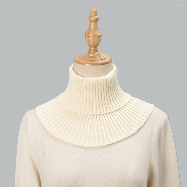 Lenços femininos cachecol de inverno pescoço mais quente moda cor sólida lã de malha espessada colar falso capa acessórios de roupas presente