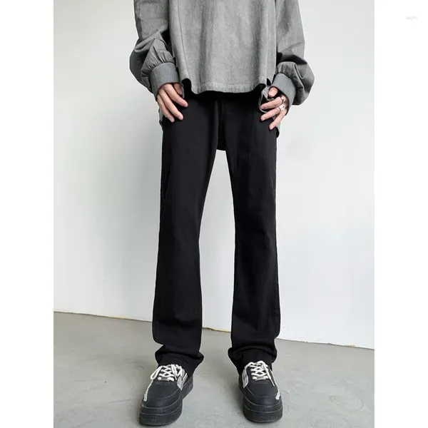 Jeans da uomo tessuto estivo morbido pantaloni dritti larghi penduli marca elastico in vita Corea pantaloni casual tinta unita maschio B162
