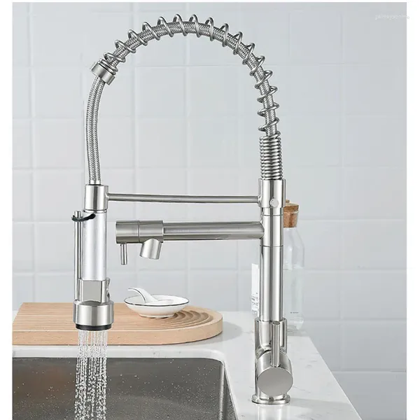 Rubinetti della cucina e rubinetto miscelatore freddo Vanity Tutto in rame nichel estraibile con rubinetti dell'acqua rotanti