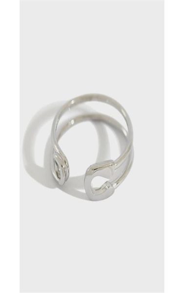 100 Pure 925 Sterling Silver Pin Shape Ring Hollow esculpido anéis ajustáveis ​​punk joias finas jovens finas para mulheres YMR82327522388351