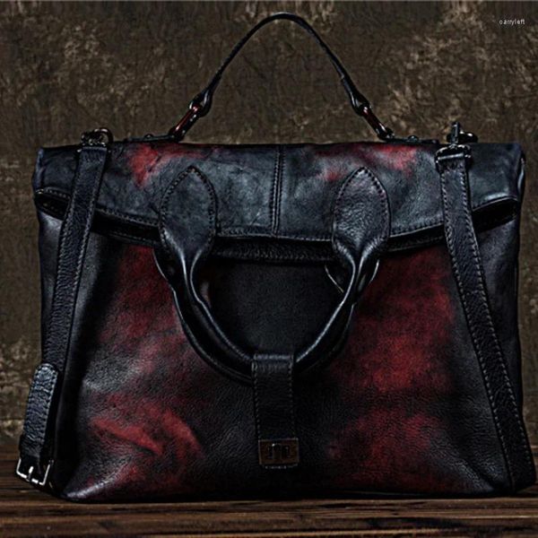 Avondtassen Hoge kwaliteit natuurlijke huid Dames Messenger Schoudertas Vintage Leisure Cross Body Tote Handtas Top Handvat Echt leer