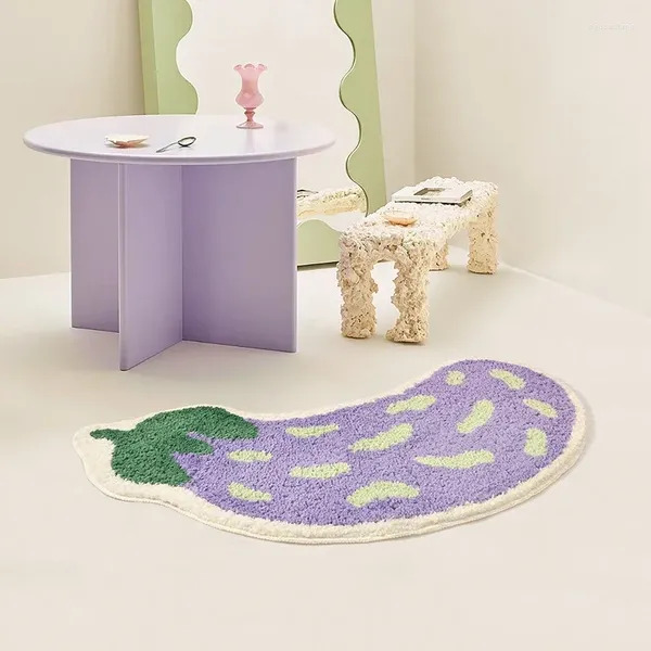 Tappetini da bagno Tappetino da bagno antiscivolo Tappeto a forma di melanzana banana per soggiorno Tappeto da doccia assorbente per pavimenti Decorazioni per la casa