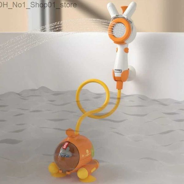 Игрушки для ванной Детская игрушка для ванны Мультфильм Электрический водный инструмент Детские аксессуары для ванны Насадка для душа Младенцы Игрушки для купания воды Q231212