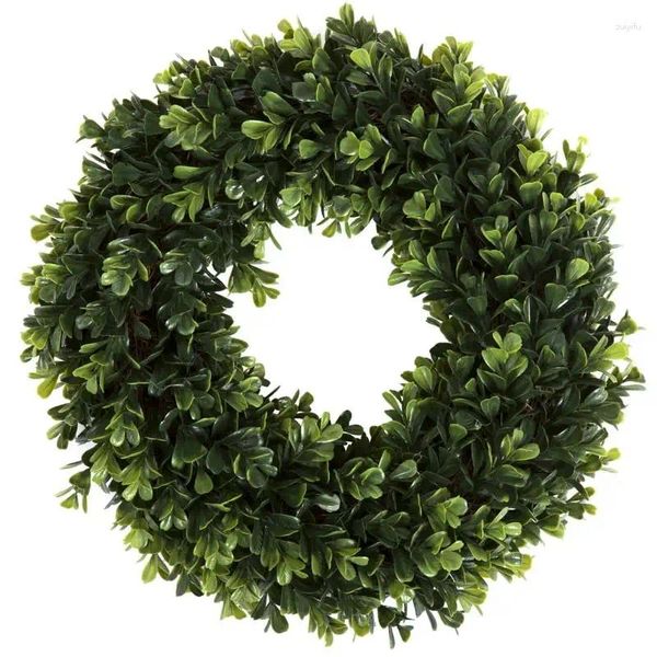 Fiori decorativi Ghirlanda di bosso artificiale in plastica da 12 pollici (verde) Cerchio Ghirlanda da tavolo Mini Aros Para Centro De Mesa Leis Hawaii Collana H