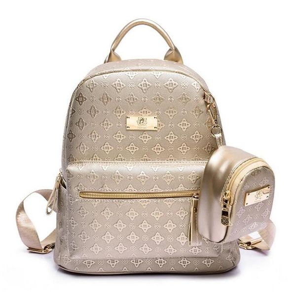 Alta qualidade 100% Moda de moda de couro real Backpack Backpack Packs Outdoor Totes Bags com zíper Mulheres 7779174D