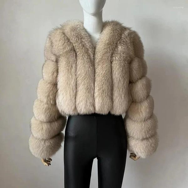 Casaco de pele feminino com decote em v inverno mulher manga longa quente moda feminina jaqueta de luxo teddy chique outwear 2023