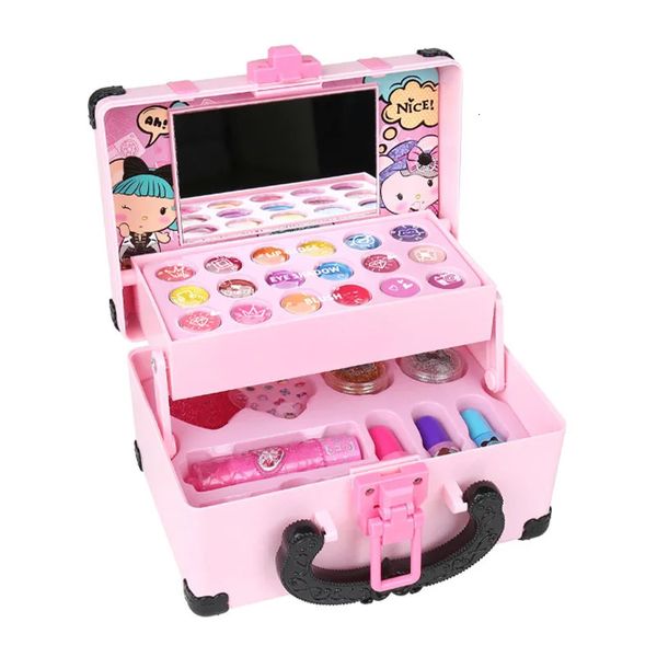 Kit di trucco per bambini di moda di bellezza per ragazze Rossetto Cosmetici Giochi di finzione Pink Princess Lavabile Sicuro Giocattolo per bambini Regalo 231211