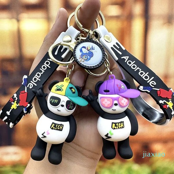 Moda tendência estilo chaveiro legal panda chaveiro pingente carro chaveiro saco decoração jóias acessórios criativos presentes de férias