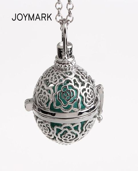 JOYMARK 5 teile/los Rose Blume Hohl Käfig Mexikanische Chime Magic Box Musik Sound Glocke Ball Anhänger Frauen Schwangerschaft Halsketten HCPN537732758