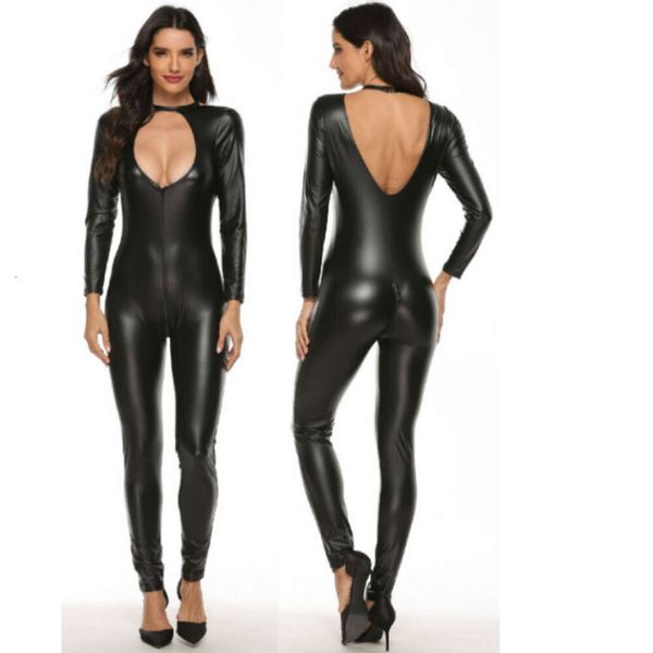 Sexy Dessous Leder Latex Catsuit Brust Entblößen Bodycon Weiblichen Body Plus Größe Erotische Frauen Overall Rückenfreies Trikot Sex sexy