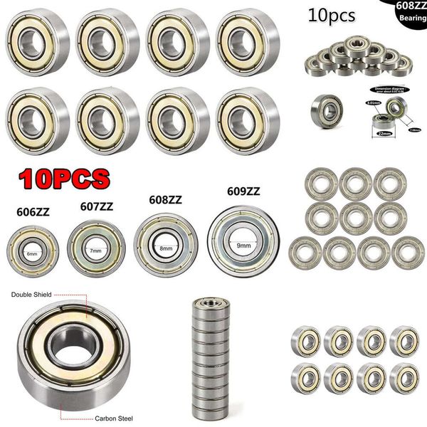 Nuevas bolsas de almacenamiento 606ZZ/607ZZ/608ZZ/609ZZ Rodamientos de bolas Impresora 3D Doble blindaje Bridas Ranura profunda Acero de alto carbono