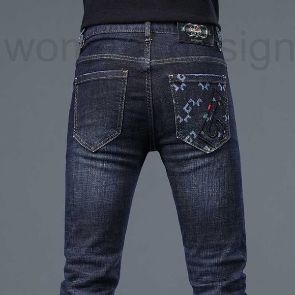 Jeans da uomo firmati di lusso Autunno / Inverno G Nuovi pantaloni di marca trendy ricamati stampati europei Elastici slim fit Piedi piccoli Abbigliamento personalizzato