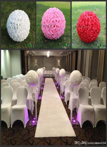 20quot 50 cm Super Large Size Bianco Moda Artificiale Rosa Fiore di seta Sfere per baciare per centrotavola per feste di nozze Decorazioni5922316