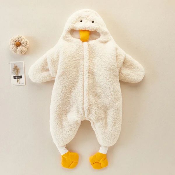 Strampler geboren Baby Winter Onesie Ente Verdickte Baumwolle Kleidung Herbst Klettern Overalls Infant Warme Tiere 231211