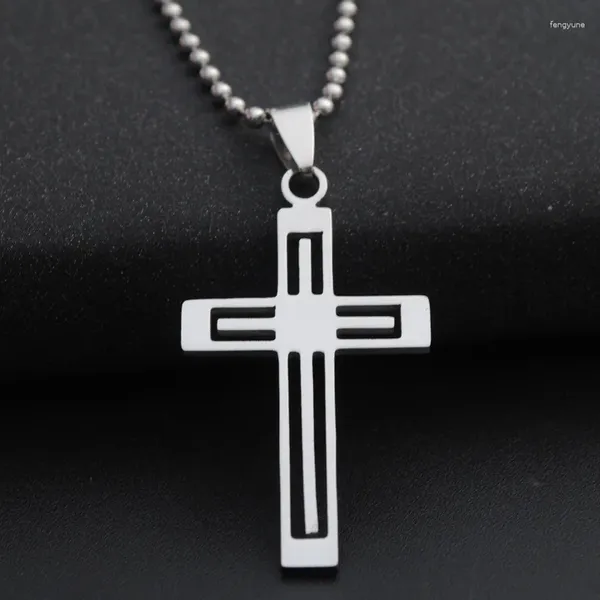 Anhänger Halsketten 10 Edelstahl Mehrschichtige Hohle Liebe Herz Kreuz Halskette Religion Jesus Familie Freund Geschenke Schmuck