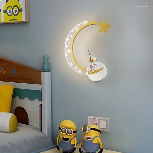 Lampade a parete Boy and Girl Cartoon Star Moon Decoration Lighting Freeture per bambini Light Astronauta Creativo Creativo Creativo