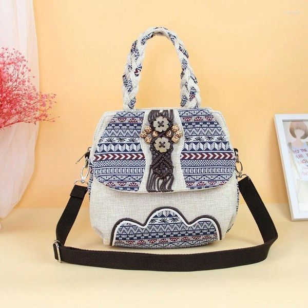 Borse da sera Borse da donna vintage piccole con applicazioni di stringa all'ingrosso! Bella borsa in tela bohémien con tracolla multi-cerniera in rilievo