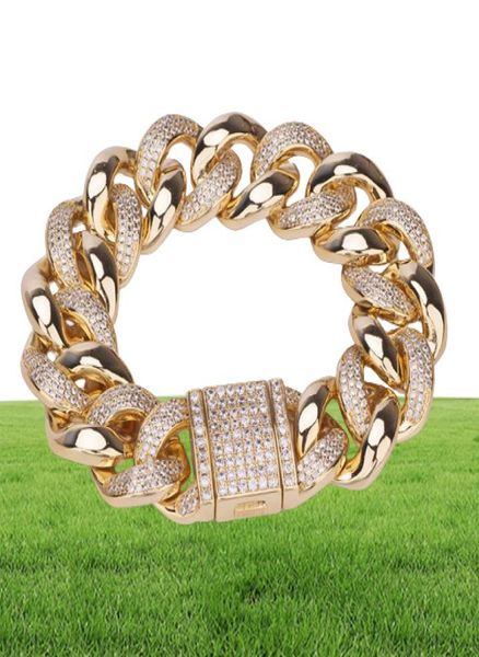 Gouden herenarmbanden Luxe designer Iced Out-armband Hiphop-sieraden Bling Diamond Cubaanse schakelketting Charme armband Mode-stijl Nieuw8139265