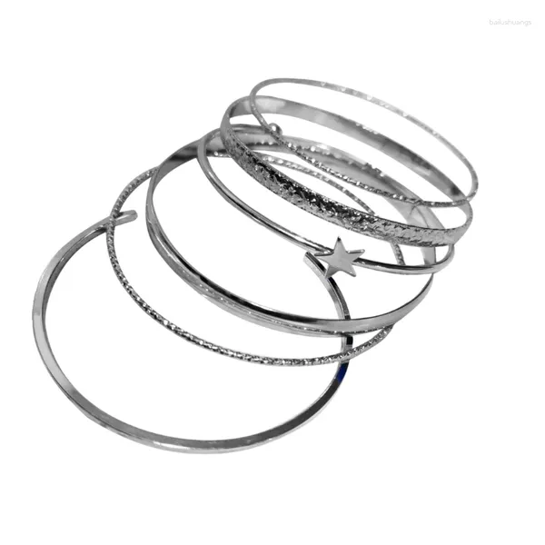 Bangle 6 Pack Versátil Star Pulseira Coleção Exclusiva Wirst Jóias Material de liga adequado para moda suas roupas