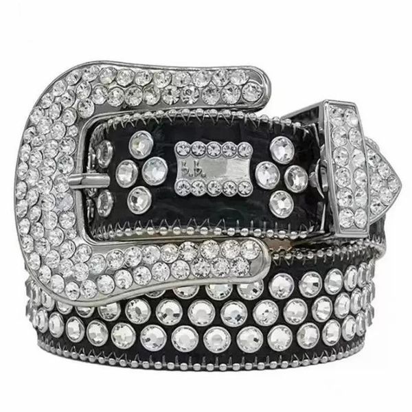 2022 Designer Cintura Bb Cinture Simon per uomo Donna Cintura con diamanti lucidi Nero su nero Blu bianco multicolore con strass scintillanti as240M
